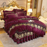 Pisoshare Beige Plush Soft Warm Crystal Velvet Princess Lace Bedding Set Luxury 1/3Pcs Duvet/Quilt