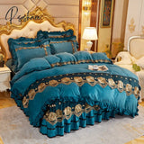 Pisoshare Beige Plush Soft Warm Crystal Velvet Princess Lace Bedding Set Luxury 1/3Pcs Duvet/Quilt