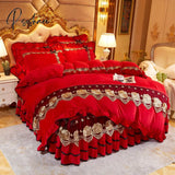 Pisoshare Beige Plush Soft Warm Crystal Velvet Princess Lace Bedding Set Luxury 1/3Pcs Duvet/Quilt