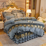 Pisoshare Beige Plush Soft Warm Crystal Velvet Princess Lace Bedding Set Luxury 1/3Pcs Duvet/Quilt