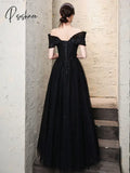 Pisoshare - Black Evening Dress High-End Banquet Skirt Light Luxury Suit Student Ceremony New Host