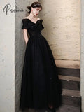 Pisoshare - Black Evening Dress High-End Banquet Skirt Light Luxury Suit Student Ceremony New Host