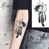 Pisoshare Black Feather Neck Temporary Tattoos For Women Adult Dream Catcher Wings Realistic Fake