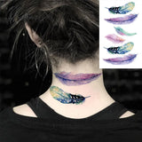 Pisoshare Black Feather Neck Temporary Tattoos For Women Adult Dream Catcher Wings Realistic Fake