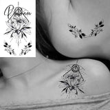 Pisoshare Black Feather Neck Temporary Tattoos For Women Adult Dream Catcher Wings Realistic Fake