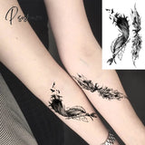 Pisoshare Black Feather Neck Temporary Tattoos For Women Adult Dream Catcher Wings Realistic Fake