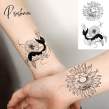 Pisoshare Black Feather Neck Temporary Tattoos For Women Adult Dream Catcher Wings Realistic Fake