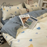 Pisoshare Blue Checkerboard Print Bedding Sets Nordic Duvet Cover Simple Lattice Quilt Bed Sheet