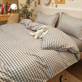 Pisoshare Blue Checkerboard Print Bedding Sets Nordic Duvet Cover Simple Lattice Quilt Bed Sheet