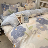 Pisoshare Blue Checkerboard Print Bedding Sets Nordic Duvet Cover Simple Lattice Quilt Bed Sheet