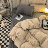 Pisoshare Blue Checkerboard Print Bedding Sets Nordic Duvet Cover Simple Lattice Quilt Bed Sheet