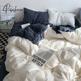 Pisoshare Blue Checkerboard Print Bedding Sets Nordic Duvet Cover Simple Lattice Quilt Bed Sheet