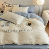 Pisoshare Brushed Bedding Set Solid Color Duvet Cover Pillowcase bedspread set Portable Sheets Cover for bed sheets 4 pieces sets