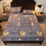 Pisoshare Cartoon Coral Fleece Bed Sheets Winter Flannel Bedspread For Girls Kids Couple Double