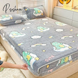 Pisoshare Cartoon Coral Fleece Bed Sheets Winter Flannel Bedspread For Girls Kids Couple Double