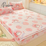 Pisoshare Cartoon Coral Fleece Bed Sheets Winter Flannel Bedspread For Girls Kids Couple Double