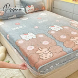 Pisoshare Cartoon Coral Fleece Bed Sheets Winter Flannel Bedspread For Girls Kids Couple Double