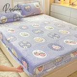 Pisoshare Cartoon Coral Fleece Bed Sheets Winter Flannel Bedspread For Girls Kids Couple Double