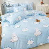 Pisoshare Cartoon Pink Cute Pig Bedding Set Twin Full Queen Size Chessboard Quilt Covers Kawaii