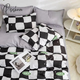 Pisoshare Cartoon Pink Cute Pig Bedding Set Twin Full Queen Size Chessboard Quilt Covers Kawaii