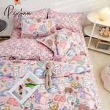 Pisoshare Cartoon Pink Cute Pig Bedding Set Twin Full Queen Size Chessboard Quilt Covers Kawaii