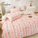 Pisoshare Cartoon Pink Cute Pig Bedding Set Twin Full Queen Size Chessboard Quilt Covers Kawaii