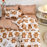 Pisoshare Cartoon Pink Cute Pig Bedding Set Twin Full Queen Size Chessboard Quilt Covers Kawaii