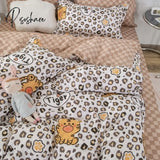 Pisoshare Cartoon Pink Cute Pig Bedding Set Twin Full Queen Size Chessboard Quilt Covers Kawaii