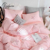 Pisoshare Cartoon Pink Cute Pig Bedding Set Twin Full Queen Size Chessboard Quilt Covers Kawaii