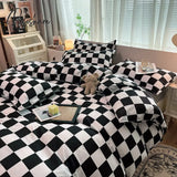 Pisoshare Checkerboard Bedding Set Hot Sale Single Queen Size Flat Sheet Quilt Duvet Cover