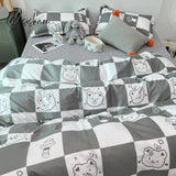 Pisoshare Checkerboard Bedding Set Hot Sale Single Queen Size Flat Sheet Quilt Duvet Cover