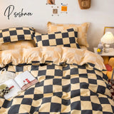 Pisoshare Checkerboard Bedding Set Hot Sale Single Queen Size Flat Sheet Quilt Duvet Cover