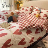 Pisoshare Checkerboard Bedding Set Hot Sale Single Queen Size Flat Sheet Quilt Duvet Cover