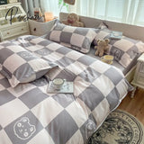 Pisoshare Checkerboard Bedding Set Hot Sale Single Queen Size Flat Sheet Quilt Duvet Cover