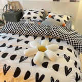 Pisoshare Checkerboard Bedding Set Hot Sale Single Queen Size Flat Sheet Quilt Duvet Cover