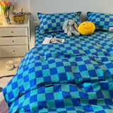 Pisoshare Checkerboard Bedding Set Hot Sale Single Queen Size Flat Sheet Quilt Duvet Cover