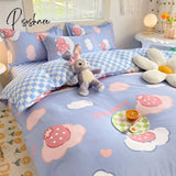 Pisoshare Checkerboard Bedding Set Hot Sale Single Queen Size Flat Sheet Quilt Duvet Cover