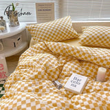 Pisoshare Checkerboard Bedding Set Hot Sale Single Queen Size Flat Sheet Quilt Duvet Cover