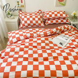 Pisoshare Checkerboard Bedding Set Hot Sale Single Queen Size Flat Sheet Quilt Duvet Cover