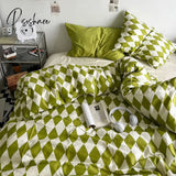 Pisoshare Checkerboard Bedding Set Hot Sale Single Queen Size Flat Sheet Quilt Duvet Cover