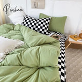 Pisoshare Checkerboard Bedding Sets Solid Color Fashion Single Double Queen Size Duvet Cover Flat