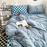 Pisoshare Checkerboard Bedding Sets Solid Color Fashion Single Double Queen Size Duvet Cover Flat