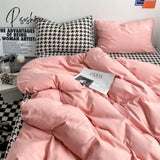 Pisoshare Checkerboard Bedding Sets Solid Color Fashion Single Double Queen Size Duvet Cover Flat