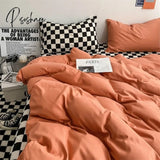 Pisoshare Checkerboard Bedding Sets Solid Color Fashion Single Double Queen Size Duvet Cover Flat