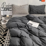 Pisoshare Checkerboard Bedding Sets Solid Color Fashion Single Double Queen Size Duvet Cover Flat