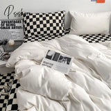 Pisoshare Checkerboard Bedding Sets Solid Color Fashion Single Double Queen Size Duvet Cover Flat