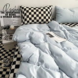 Pisoshare Checkerboard Bedding Sets Solid Color Fashion Single Double Queen Size Duvet Cover Flat