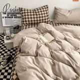 Pisoshare Checkerboard Bedding Sets Solid Color Fashion Single Double Queen Size Duvet Cover Flat