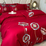 Pisoshare Chinese Style Bedding Set Luxury Egyptian Cotton Embroidery Double Duvet Cover Pure Bed