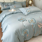 Pisoshare Chinese Style Bedding Set Luxury Egyptian Cotton Embroidery Double Duvet Cover Pure Bed